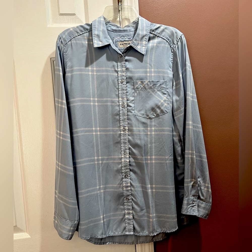 Express boyfriend button-down, long-sleeve blouse. Size M. Used like new.